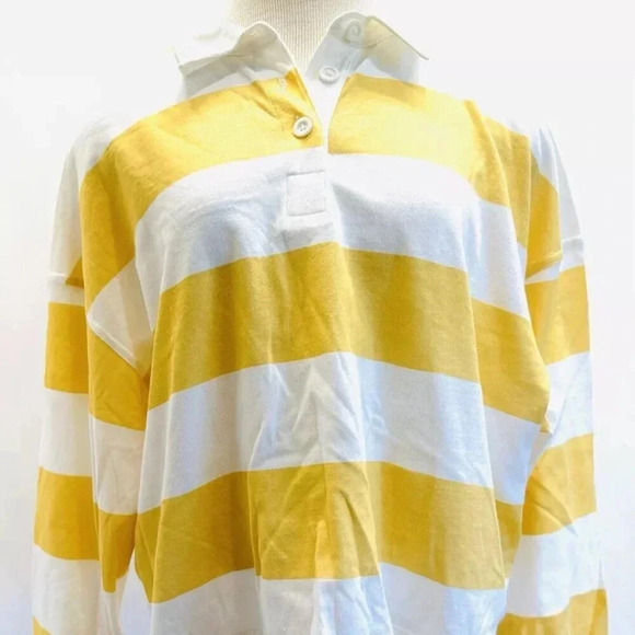 SO Tops - NWT SO Juniors Long Sleeve Pullover Collared Neck Striped Yellow Shirt Size XL
